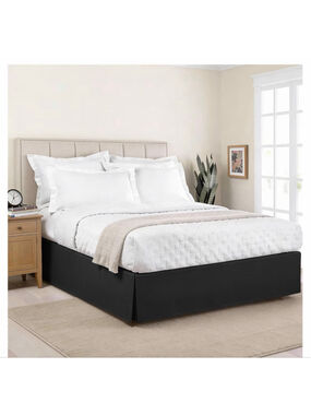NEW Luxury Hotel Tailored Bed Skirt Box Pleats 14” Drop, Twin, Black